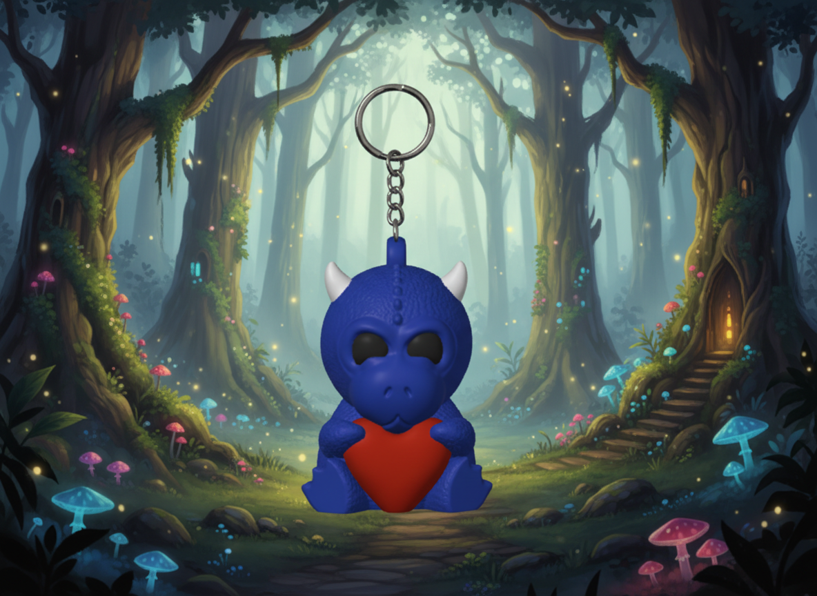 Drake med hjärta nyckelring