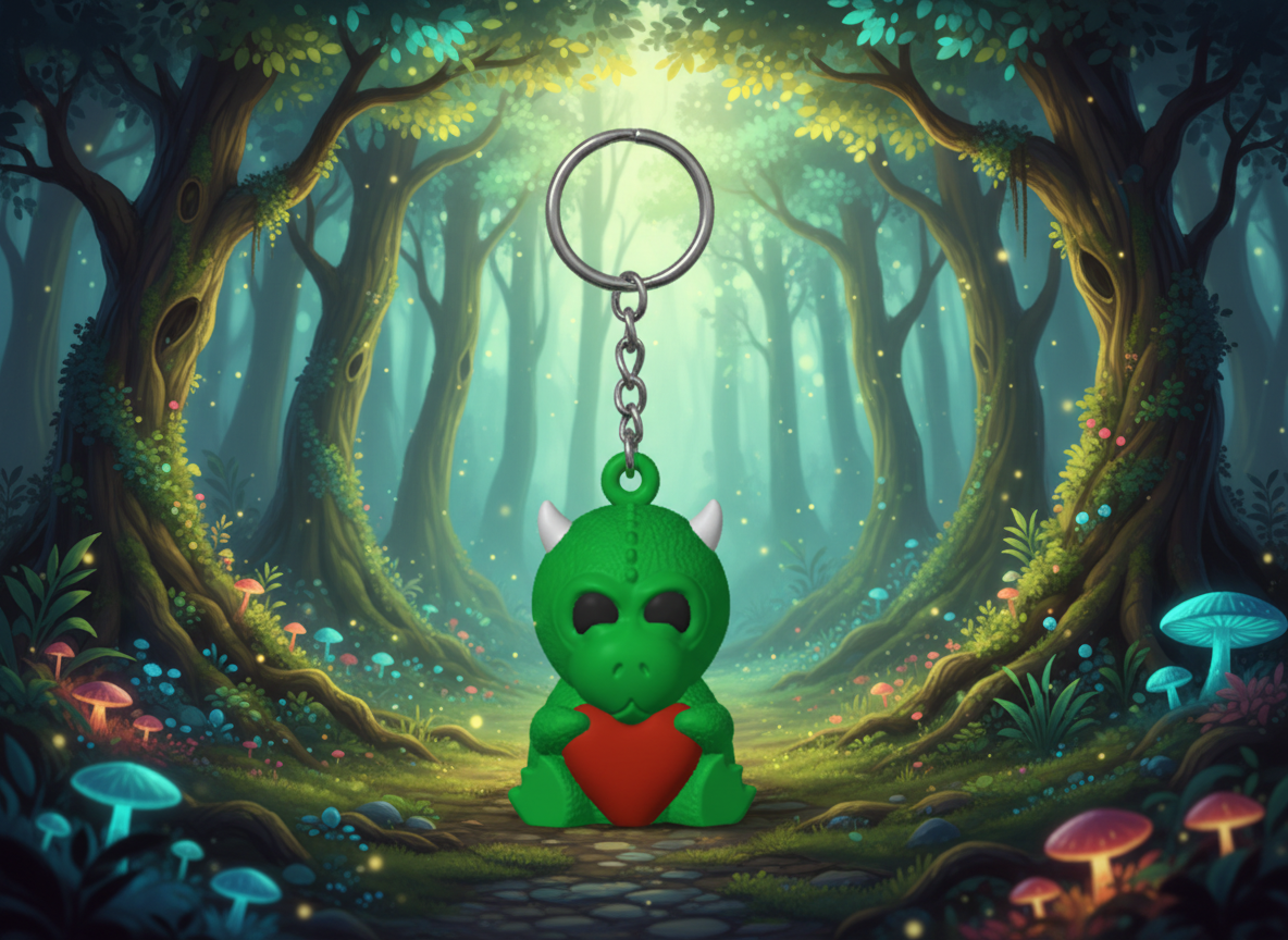 Drake med hjärta nyckelring