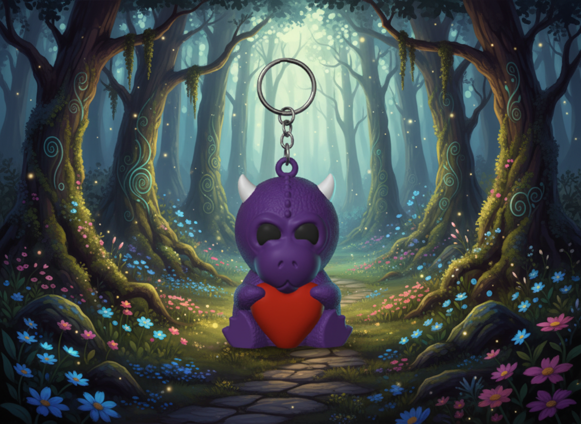 Drake med hjärta nyckelring