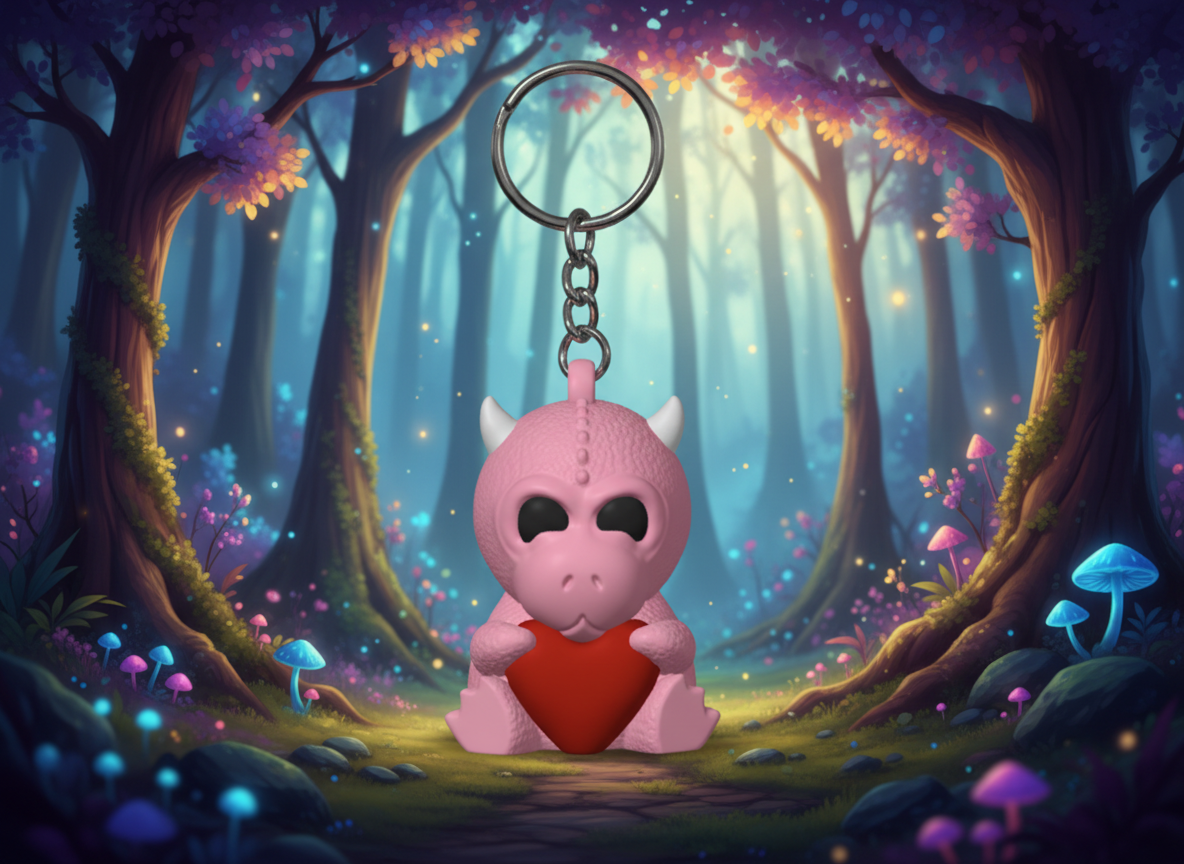 Drake med hjärta nyckelring